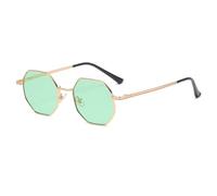 HYYZZC Polygon Metal Sunglasses Vintage Frame For Women Men Sun Glasses Mirror Uv400,green,1PC