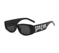 HYYZZC Punk Letter Rectangle sunglasses Women Retro Driving Glasses Vintage Fashion Narrow Frame UV400 Protection,black