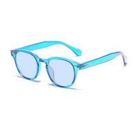 HYYZZC Quality Retro Round Sunglasses Women Fashion Rivets Decoration Shades UV400 Men Punk Leopard Sun Glasses,Blue Blue