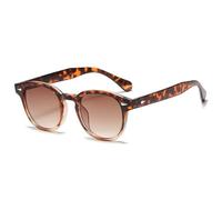 HYYZZC Quality Retro Round Sunglasses Women Fashion Rivets Decoration Shades UV400 Men Punk Leopard Sun Glasses,Leopard Gradient tea