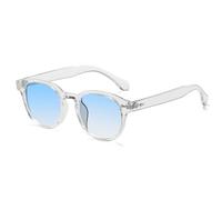 HYYZZC Quality Retro Round Sunglasses Women Fashion Rivets Decoration Shades UV400 Men Punk Leopard Sun Glasses,Transparent Blue
