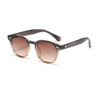 HYYZZC Quality Retro Round Sunglasses Women Fashion Rivets Decoration Shades UV400 Men Punk Leopard Sun Glasses,Tea Tea