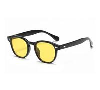 HYYZZC Quality Retro Round Sunglasses Women Fashion Rivets Decoration Shades UV400 Men Punk Leopard Sun Glasses,black yellow