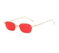 HYYZZC Retro Metal Frame Sunglasses UV400 Lens Unisex Fashion Punk Style Sun Shades for Men And Women,gold,red,1pc