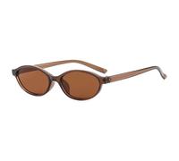 HYYZZC Retro Oval Frame Fashion Personalized Trendy Small Sunglasses Punk Cat Eyes Sunshade Sun Protection Glasses,Teatea