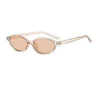 HYYZZC Retro Oval Frame Fashion Personalized Trendy Small Sunglasses Punk Cat Eyes Sunshade Sun Protection Glasses,Champers