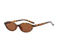 HYYZZC Retro Oval Frame Fashion Personalized Trendy Small Sunglasses Punk Cat Eyes Sunshade Sun Protection Glasses,leopard