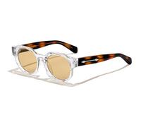 HYYZZC Retro Punk Sunglasses Men Vintage Thick Frame Quality Women's Sun Glasses Party and Holiday Travel Eyewear,C06 Clear Yellow,1pc