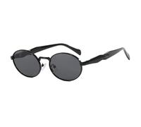 HYYZZC Retro Round Metal Sunglasses Women Fashion Leopard Sun Glasses Trendy Eyewear Female Male UV400,black gray,1PC