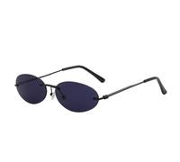 HYYZZC Small Frame Oval Rimless Sunglasses For Women Men Vintage Round Sun Glasses Ladies Fashion Boundless Shades Eyewear,C2DarkBlueGray