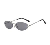 HYYZZC Small Frame Oval Rimless Sunglasses For Women Men Vintage Round Sun Glasses Ladies Fashion Boundless Shades Eyewear,C6Silver