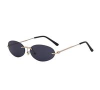 HYYZZC Small Frame Oval Rimless Sunglasses For Women Men Vintage Round Sun Glasses Ladies Fashion Boundless Shades Eyewear,C4GoldGray