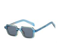 HYYZZC Square Quality Sunglasses Women Shades UV400 Retro Trending Rivets Men Gradient Sun Glasses,Blue Black,One size