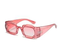 HYYZZC Square Women Candy Color Sunglasses UV400 Vintage Gradient Men Irregular Wide Legs Sun Glasses,Pink pink gradient,One size
