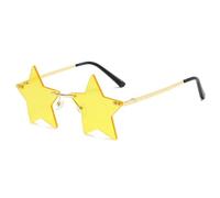 HYYZZC Star Shape Sun Glasses Funny Pentagram Eyewear Eyeglasses Decoration Party Glasses Rimless Sunglasses Driver Goggles,yellow,One piece