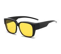 HYYZZC UV Protection That Can Be Worn over Other Glasses Shades Wrap Around Polarized Fit Sunglasses,Night Vision Black