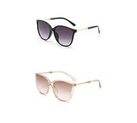 HYYZZC Vintage Cat Eye Sunglasses Woman Retro Mirror Sun Glasses Female Eyewear Fashion Driving Shades,2PCS Black Brown