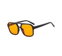 HYYZZC Vintage Oversized Sunglasses Women Retro Big Frame Sun Glasses Female Black Yellow Style Glasses,B
