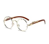HYYZZC Vintage Punk Round Sunglasses Men Fashion Double Bridge Multicolor Shades Women Retro Trendy Sun Glasses,Gold White,1PC