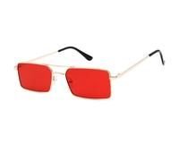 HYYZZC Vintage Rectangle Double Bridges Women Sunglasses Metal Frame Ocean Clear Lens Eyewear Men Sun Glasses UV400,Golden Red,One size