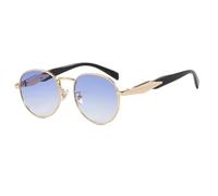 HYYZZC Vintage Round Metal Sunglasses Women Fashion Retro Sun Glasses Female Trendy Eyewear Male UV400,gold gradient blue,1PC