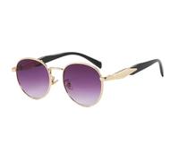 HYYZZC Vintage Round Metal Sunglasses Women Fashion Retro Sun Glasses Female Trendy Eyewear Male UV400,gold gradient purple,1PC