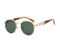 HYYZZC Vintage Round Metal Sunglasses Women Fashion Retro Sun Glasses Female Trendy Eyewear Male UV400,gold leopard green,1PC