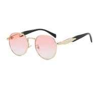 HYYZZC Vintage Round Metal Sunglasses Women Fashion Retro Sun Glasses Female Trendy Eyewear Male UV400,Gold Gradient Pink,1PC