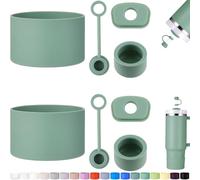 HYZ 8 Piece Accessories for Stanley Cup, Silicone Spill Proof Stopper Set and Protective Boot Including Straw Cover Cap for Stanley H2.0 20oz 30oz 40oz Tumbler, Eucalyptus