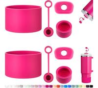 HYZ 8 Piece Accessories for Stanley Cup, Silicone Spill Proof Stopper Set and Protective Boot Including Straw Cover Cap for Stanley H2.0 20oz 30oz 40oz Tumbler, Passion Pink