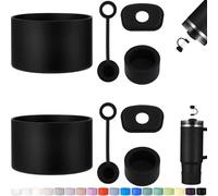 HYZ 8 Piece Accessories for Stanley Cup, Silicone Spill Proof Stopper Set and Protective Boot Including Straw Cover Cap for Stanley H2.0 20oz 30oz 40oz Tumbler, Black