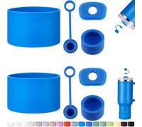 HYZ 8 Piece Accessories for Stanley Cup, Silicone Spill Proof Stopper Set and Protective Boot Including Straw Cover Cap for Stanley H2.0 20oz 30oz 40oz Tumbler, Azure