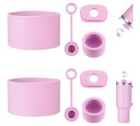 HYZ 8 Piece Accessories for Stanley Cup, Silicone Spill Proof Stopper Set and Protective Boot Including Straw Cover Cap for Stanley H2.0 20oz 30oz 40oz Tumbler,Cherry Blossom