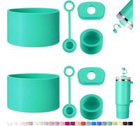 HYZ 8 Piece Accessories for Stanley Cup, Silicone Spill Proof Stopper Set and Protective Boot Including Straw Cover Cap for Stanley H2.0 20oz 30oz 40oz Tumbler, Tropical Teal