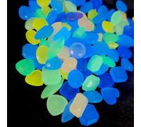 HyzaPhix 100pcs Aquarium Gravel Glow in Dark Stones Glowing Rocks Luminous Pebbles Crushed Stone Gravel for Succulents Bonsai Terrarium Vase Fillers Fish Tank Plant Pots Garden Décor (mixed color)