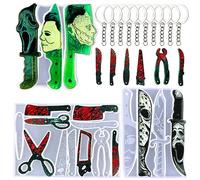 HyzaPhix 13pcs Dagger Resin Moulds Keychain Silicone Moulds Knife Epoxy Casting Mould Jewellery Making Supplies for DIY Pendant Horror Halloween Decorations
