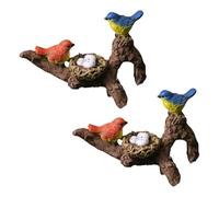 HyzaPhix 2pcs Birds Perched on Branches Flower Pot Hugger Figurines Mini Resin Birds Fish Tank Hanging Decoration Aquarium Ornament for Bonsai Planter Terrarium Garden Decor (bird)