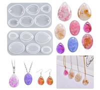HyzaPhix 2pcs Jewelry Casting Molds Water Drop Silicone Mold Oval Pendant Resin Mold Teardrop Earring Silicone Mold with Hole for DIY Jewellery Crafts Necklaces Earrings (2pcs)