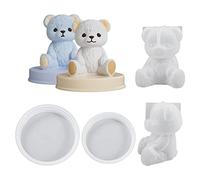 HyzaPhix 4pcs 3D Bear Mold Teddy Bear Resin Molds Animal Silicone Mold Bear Ice Cube Mold Cute Candle Mold for DIY Handmade Gifts Art Crafts Home Decoration (Bear)