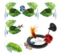 HyzaPhix 6PCS Aquarium Decoration, Betta Fish Tank Accessories Betta Fish Leaf Pad Fish Feeding Ring Betta Fish Acrylic Tube Tunnel Hideout Ornament for Fish Tank (6pcs)
