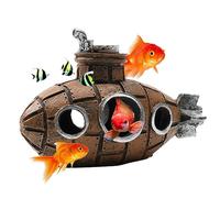 HyzaPhix Aquarium Ornaments Submarine Fish Tank Decoration Fish Hideaway Ornaments Shipwreck Resin Swim-Through Decor for Small Betta AquaticPets