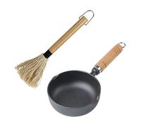 HyzaPhix Cast Iron Sauce Pot and BBQ Mop Brush Set for Grilling, BBQ Basting Set with Saucepan and Brush Barbecue Accessories Meat Smoker Accessories Gift for Men (Black)