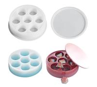 HyzaPhix Dice Box Resin Molds Silicone, Round Dice Case Resin Mold DND Dice Holder Casting Mould for Storage 7-Die Polyhedral D&D Dice, Easy Carrying, DND Gift (DICE Box Mold)