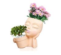 HyzaPhix Face Planter Pot, Cute Plant Pot Lady Face Succulent Planter Funny Flower Pots Head Planter for Living Room, Home Decor Indoor for Live Plants (yellow)