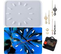 HyzaPhix Large Clock Resin Mold Rectangle Silicone Moulds Clock Epoxy Casting Molds with Time Tools for DIY Crafts Home Decoration Wall Hanging Ornaments (B)