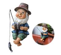 HyzaPhix Resin Gnome Ornaments Fishing Dwarf Statue Miniature Garden Figurines Micro Landscape Figure for Pond Desk Table Decor (Gnome)