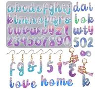 HyzaPhix Silicone Alphabet Mould Resin Letter Moulds Jewelry Casting Molds Number Epoxy Resin Mold for DIY Keychain Earring Necklace Jewellery Making