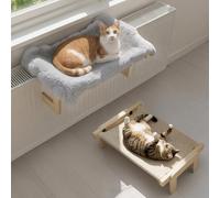 HYZCXPL Cat Window Bed & Cat Window Hammock - Adjustable Windowsill Cat Perch with Washable Fabric, 20KG Support for Large Cats, Gray