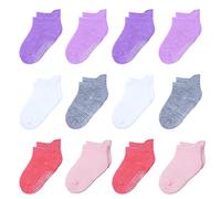 HYzgb Toddler Girls Non Slip Grips Socks 3-5 Years 12 Pairs Cotton Baby Ankle Socks for Girls Birthday Gift for Baby All Seasons Wearing Assorted Colors
