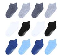 HYzgb Toddler Socks with Non Slip Grips 3-5 Years 12 Pairs Cotton Ankle Gripper Socks for Toddler Kids Boys Birthday Gift for Baby Assorted Colors